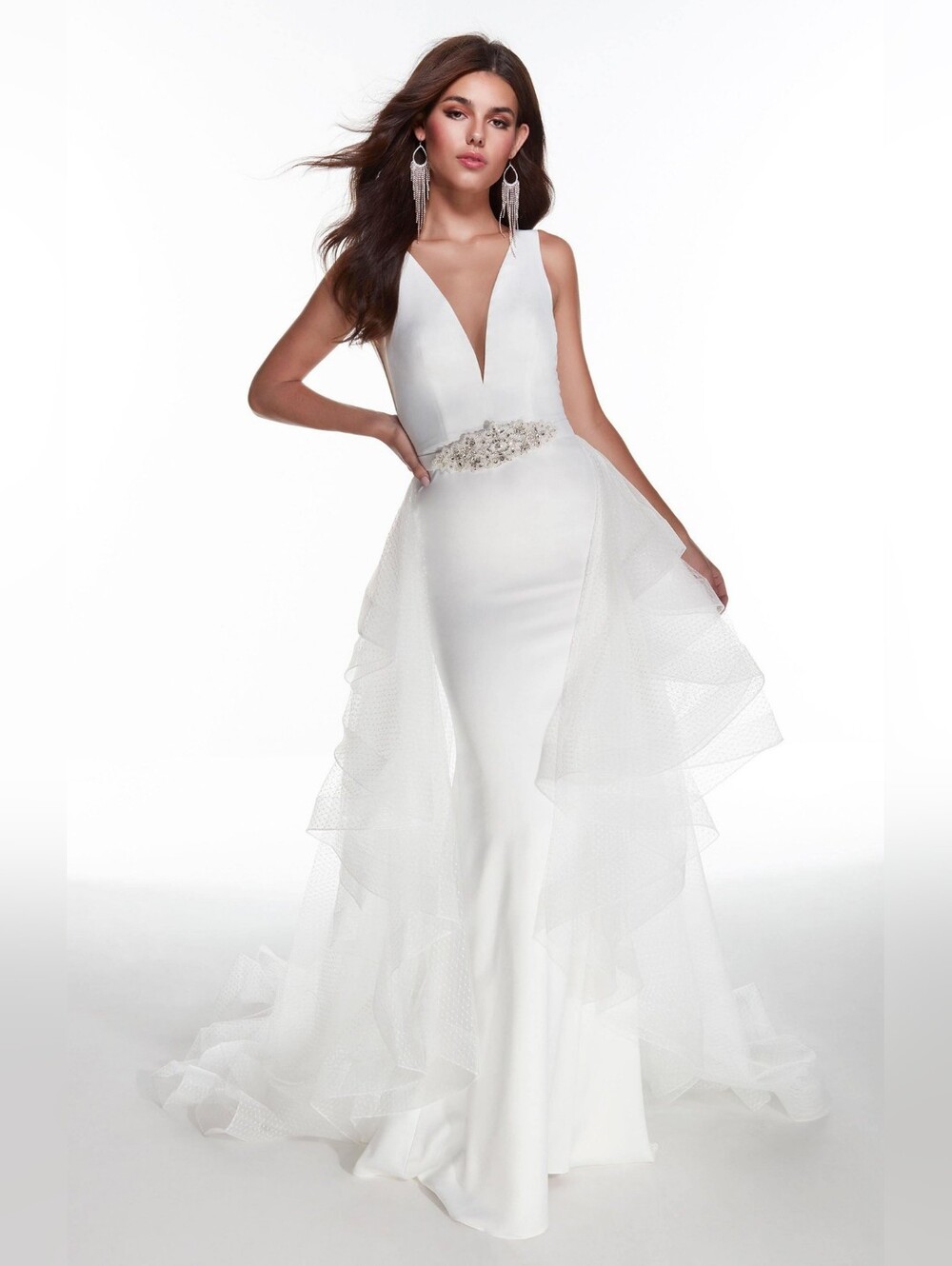 NEW Alyce Paris 7025 Detachable Tulle Overskirt Formal Dress Size 6